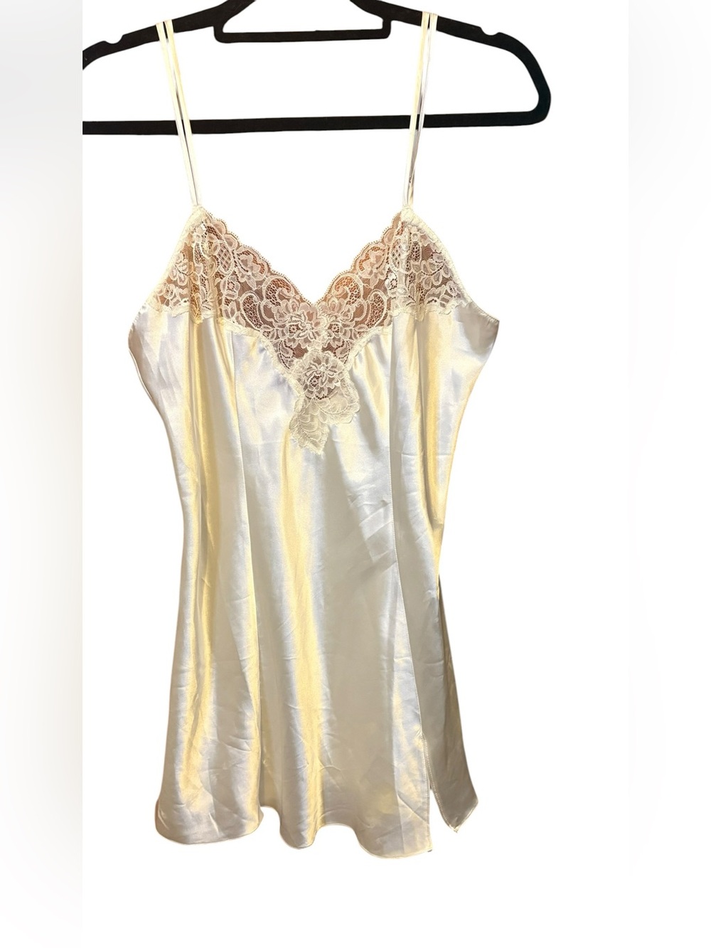 Victoria’s Secret Satin Lace Slip Dress Ivory Y2K Lingerie Nightgown Medium